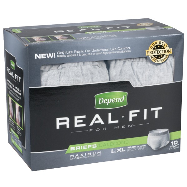 Depend Real Fit For Men Briefs, Maximum Absorbency L/XL