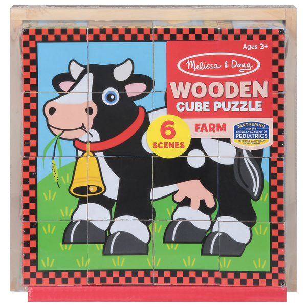 Melissa & Doug Wooden Cube Puzzle, Farm Same-Day Delivery or