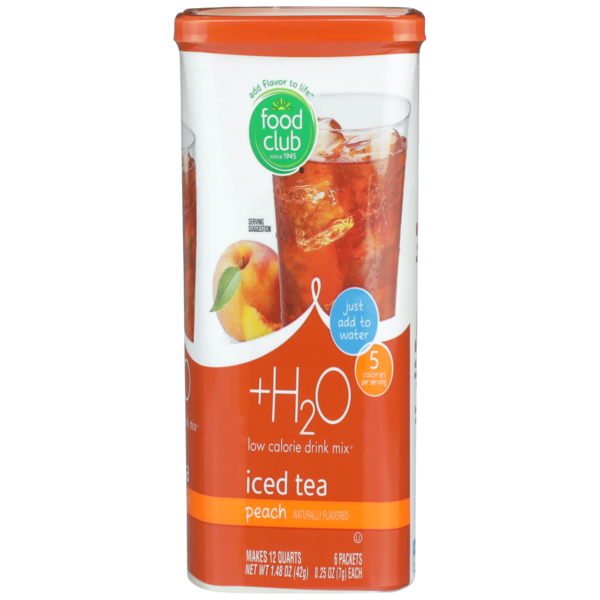 Food Club +H2O, Peach Iced Tea Low Calorie Drink Mix (1.48 oz) Instacart