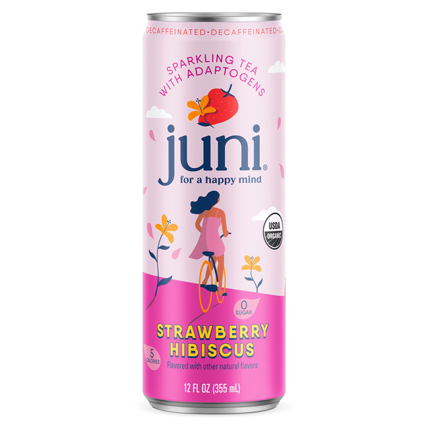 Juni Organic Strawberry Hibiscus Decaffeinated Sparkling Tea With