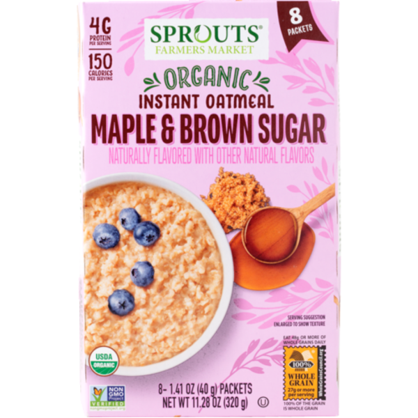 Sprouts Organic Maple & Brown Sugar Instant Oatmeal 8 Pack