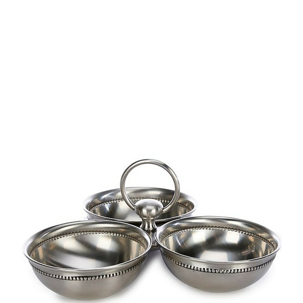 Southern Living Stainless Steel Beaded 3 Bowl Server