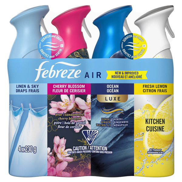 Febreze Linen & Sky, Cherry Blossom, Ocean & Fresh Lemon Air Fresheners Variety Pack