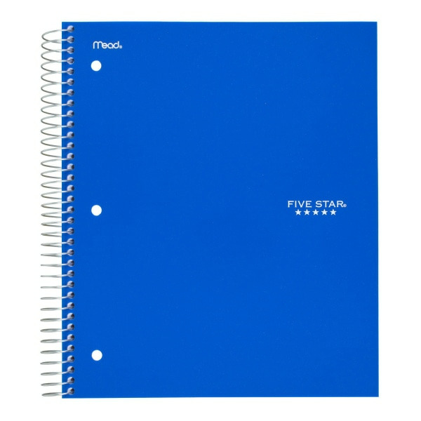 Five Star Spiral Notebook College Ruled 1 Subject Blue