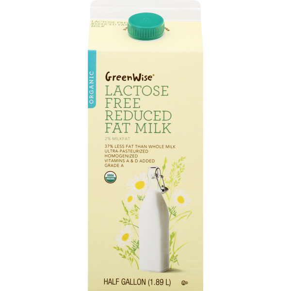 GreenWise Milk, Lactose Free, Organic, Reduced Fat Same-Day