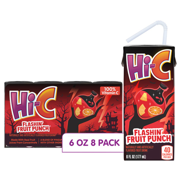 Hi-C Flashin' Fruit Punch Juice Boxes Made With Real Fruit Juice