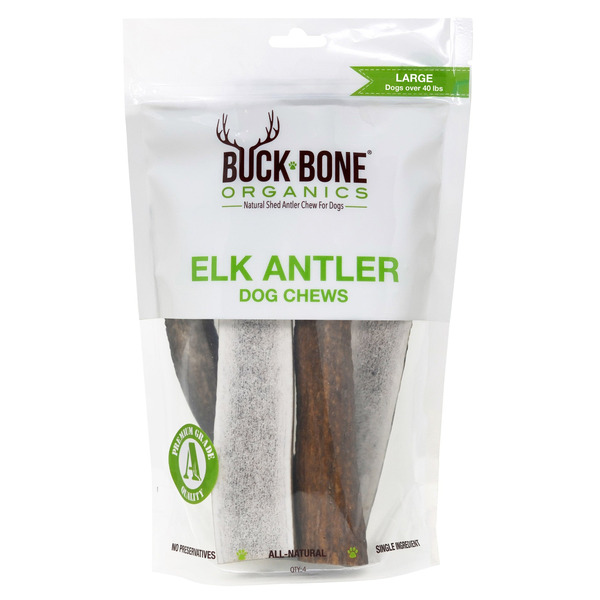 Buck Bone Organics Elk Antler Dog Chews, 4-count