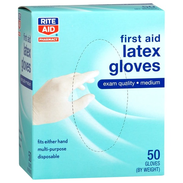 Rite Aid Latex Medical Gloves, MultiPurpose, Medium 50 Ct. (0.85 100