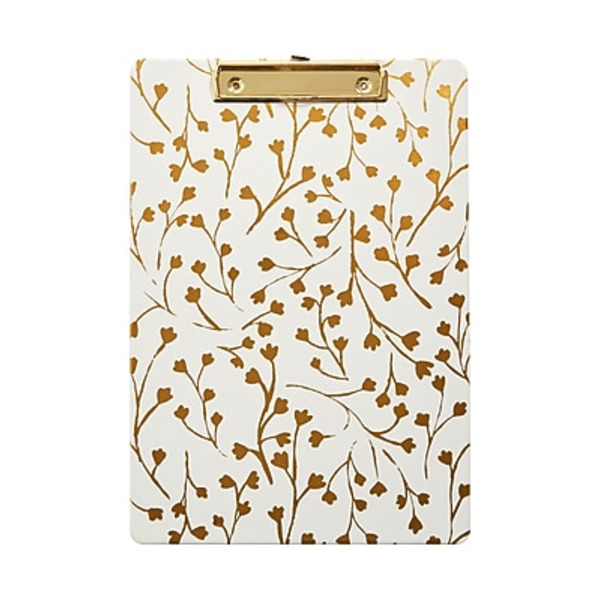 Martha Stewart MS102S White & Gold Faux Leather Clipboard