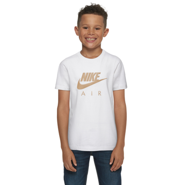 Nike Boys' Air Logo T-Shirt, S - White/Gold