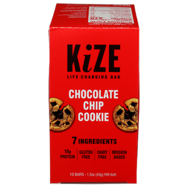 Kize Chocolate Chip Cookie Life Changing Bar 10 Pack Case