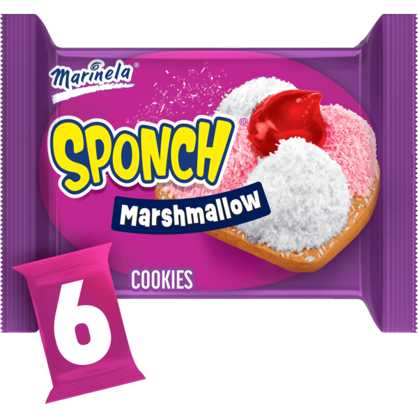 Marinela Sponch, 6 ct, Coconut and Strawberry, Marshmallow Cookies, Cookies, 9.54 oz