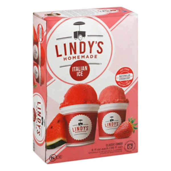 Lindys Italian Ice, Homemade, Watermelon/Strawberry, Classic Combo