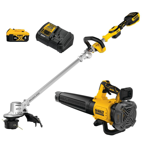 Dewalt 20v Max Cordless Battery Powered String Trimmer & Blower Combo Kit With (1) 4 Ah Battery & Charger