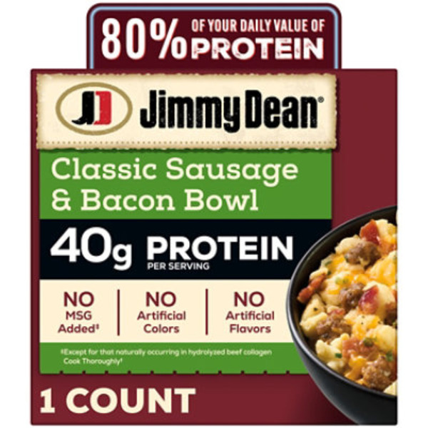 Jimmy Dean Protein Breakfast Bowl Classic Sausage Bacon Scrambled Egg Frozen - 7.25 oz