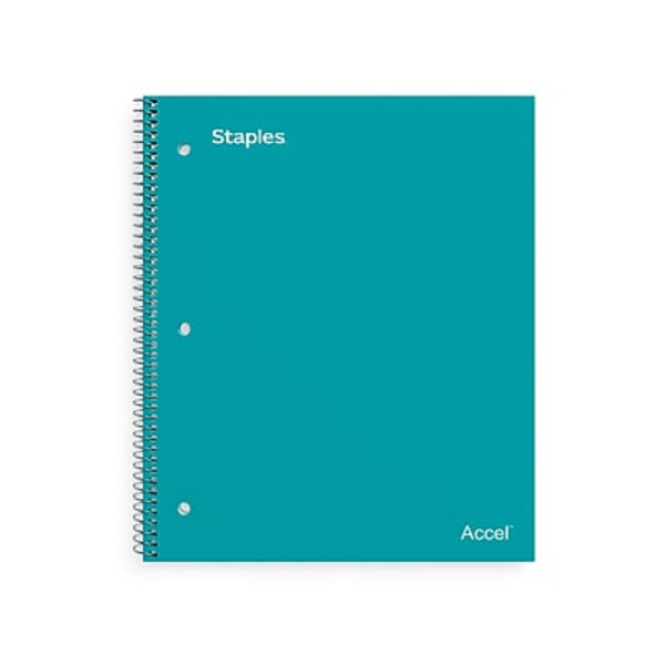 TRU RED 8" x 10.5" Wide Ruled 100 Sheets Teal Premium 1 Subject Notebook