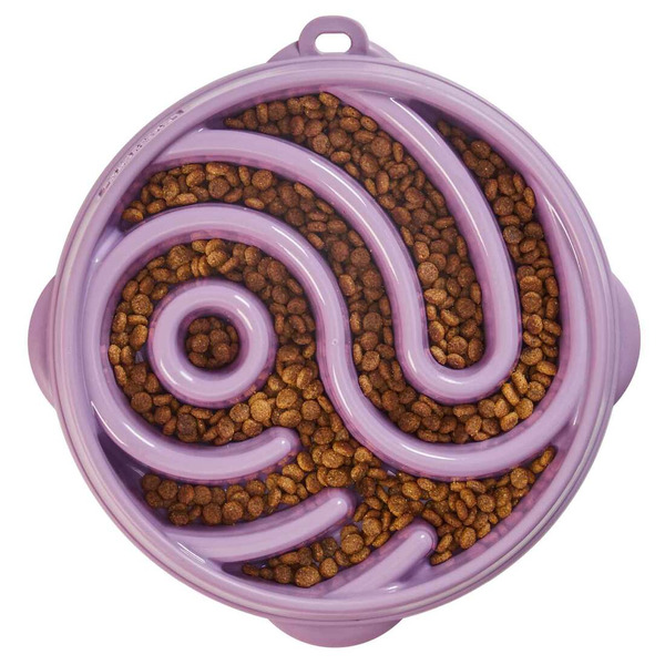 Outward Hound Fun Feeder Slo Bowl Yin Yang, Large - Purple