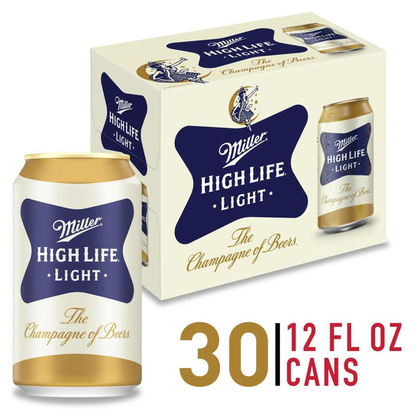 Miller High Life Beer, American Style Lager 4.1% ABV, 30 Pack