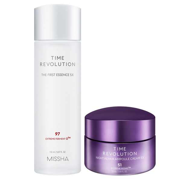 Missha First Essence Toner 5.07 fl oz and Night Repair Ampoule Cream 1.69 fl oz