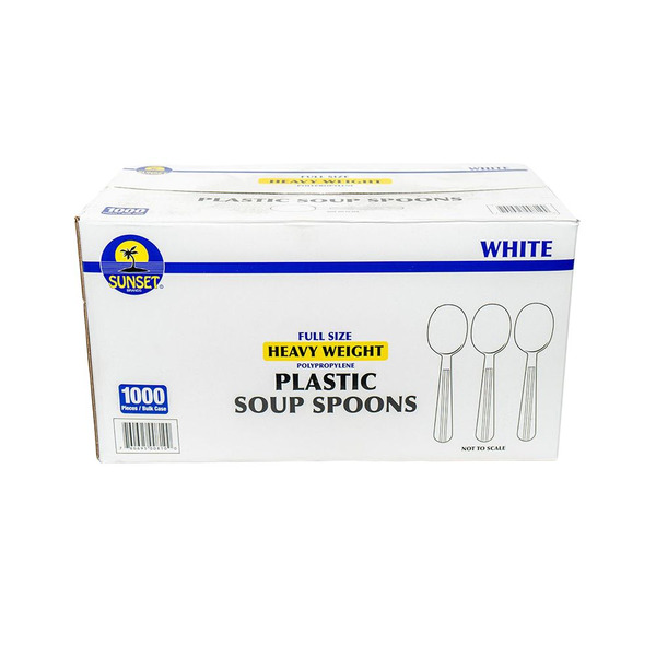 Sunset - White Heavy Weight Plastic Soup Spoons - 1000 ct