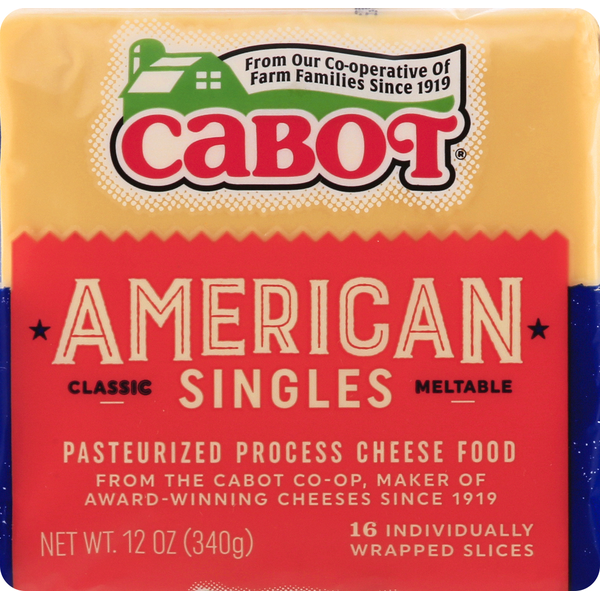 Cabot Cheese Slices, Classic Meltable, American, Singles (16 each) Instacart