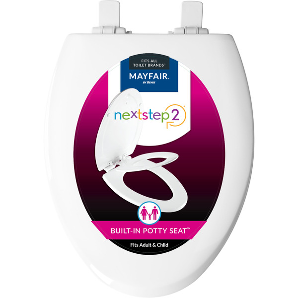 Mayfair by Bemis NextStep2 Wood White Elongated Soft Close Toilet Seat