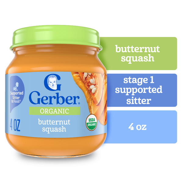 Gerber Stage Baby Food Organic Butternut Squash Jar Vegetable