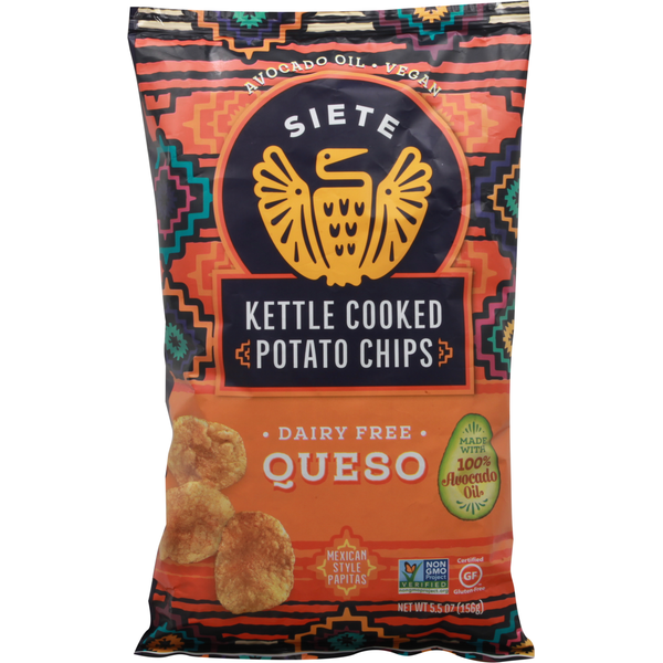 Siete Potato Chips, Queso, Kettle Cooked