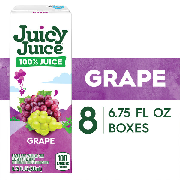 Juicy Juice 100% Juice, Grape, 8 Count, 6.75 FL OZ Juice Boxes