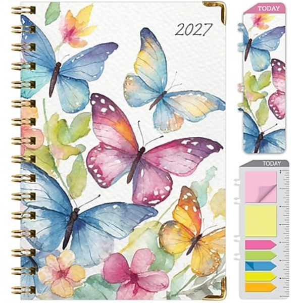 Excello Brands 2027 Weekly & Monthly Planner, 5.5 x 8 in - Watercolor Butterflies