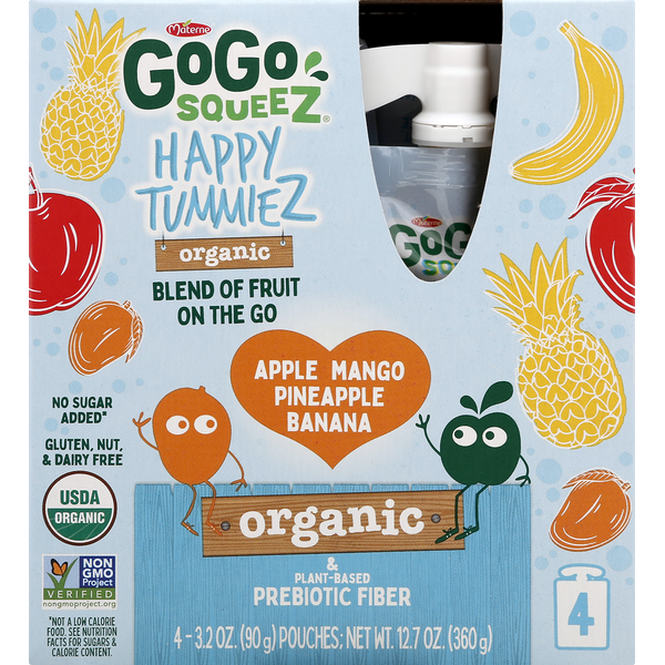 GoGo Squeez Organic Happy Tummiez Apple Mango Pineapple Banana 4