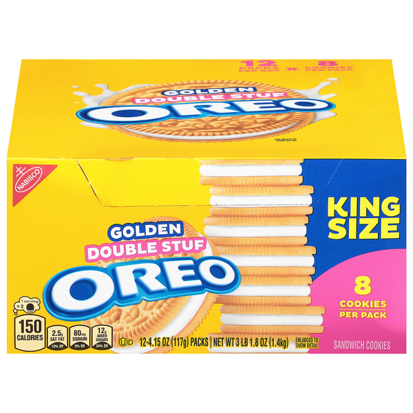OREO Golden Sandwich Cookies, King Size - 4.15oz/8ct