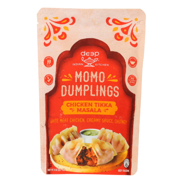 Deep Indian Kitchen Momo Dumplings, Chicken Tikka Masala, Medium