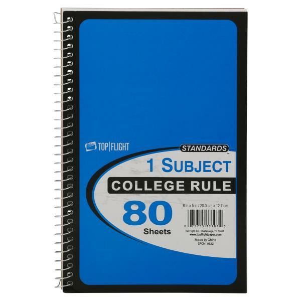 Publix Top Flight Notebook, 1 Subject, College Rule, 80 Sheets SameDay