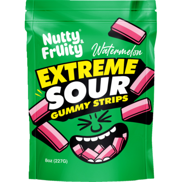 Nutty & Fruity Watermelon Extreme Sour Gummy Strips