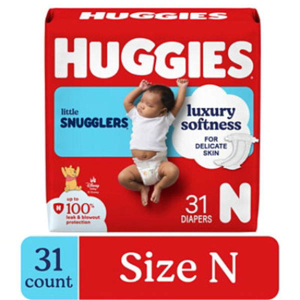 Huggies Little Snugglers Baby Diapers, Size Newborn (up to 10 lbs)