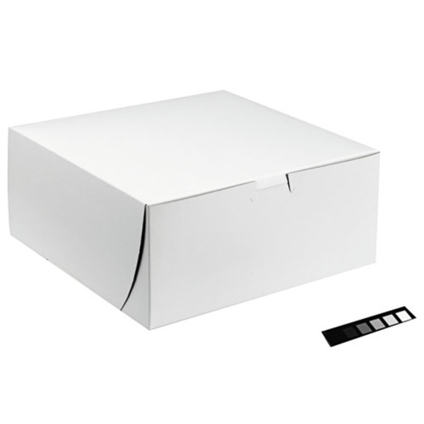 Southern Champion - 0969 Clay Coated Kraft Paperboard White Lock Corner Bakery Box, 10"L x 10"W x 2.5"H - 250 ct