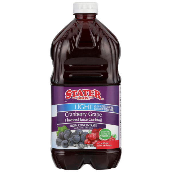 Stater Bros Cranberry Grape Flavored Light Juice Cocktail From Concentrate Blended With 3 Other