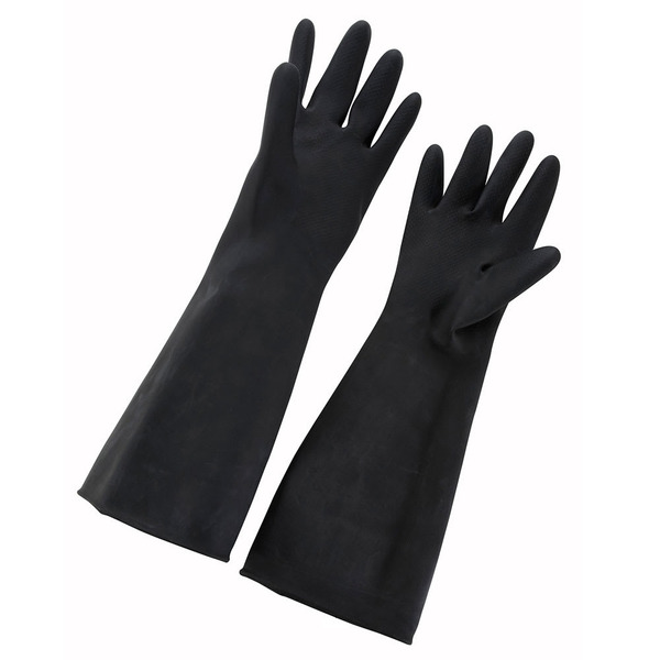 Winco - Natural Latex Gloves - Large, Black, 20.75" x 8.38" x 1.5" - 1 Ct.