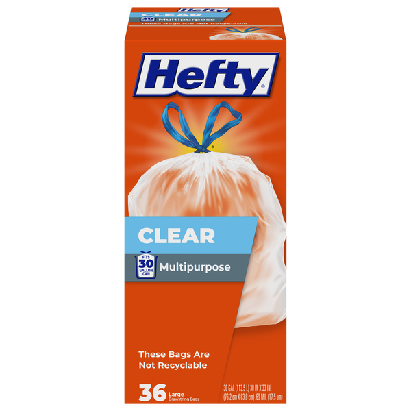 Hefty Clear Large Trash Drawstring Bags Same-Day Delivery or