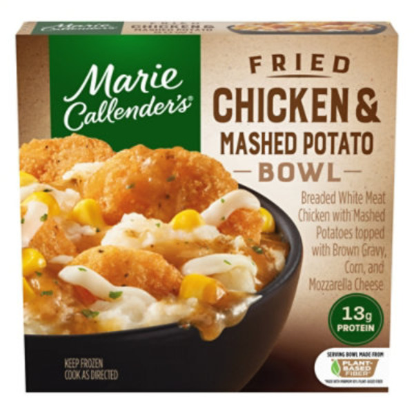 Marie Callender's Fried Chicken & Mashed Potato Topped With Brown Gravy Corn And Mozzarella Cheese Bowl