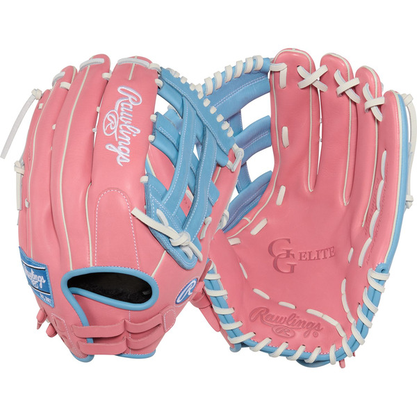 Rawlings GG Elite Series Slowpitch Glove, 14 Inch, Right Hand Throw - Pink/Blue