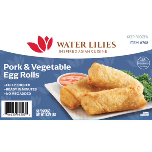 Water Lilies - Frozen Pork and Vegetable Egg Rolls - 9.375lb