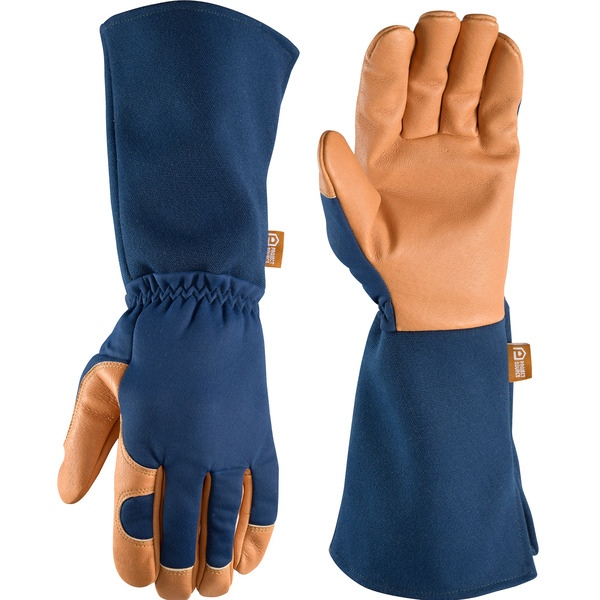 Project Source Blue Leather/Polyester Gardening Gloves 1 -Pairs