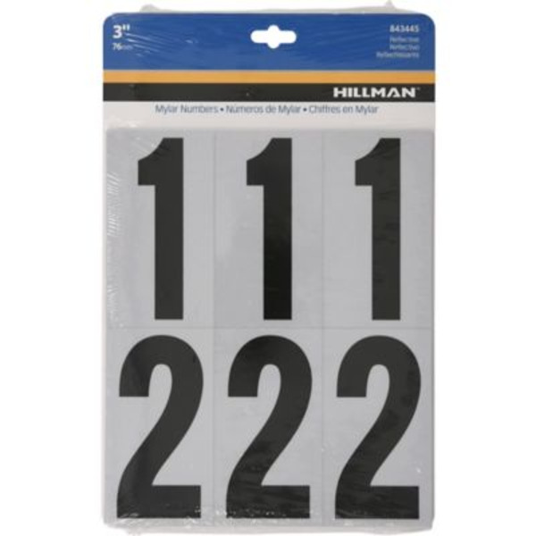 Hillman 3 in. Mylar Reflective-B/S-Packaged-Numbers