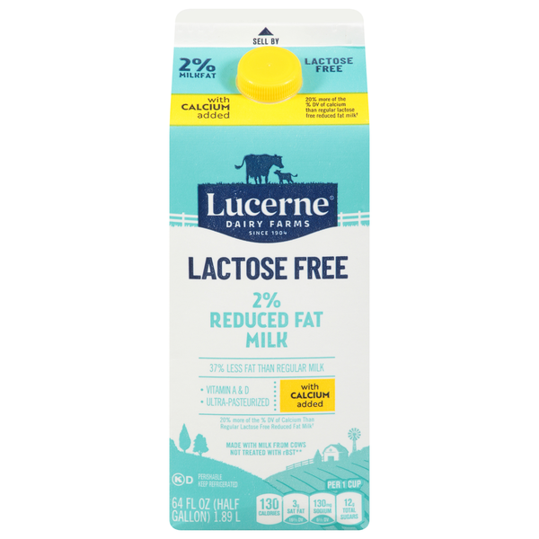 Lucerne Milk, with Calcium Added, Lactose Free, Reduced Fat, 2% Milkfat