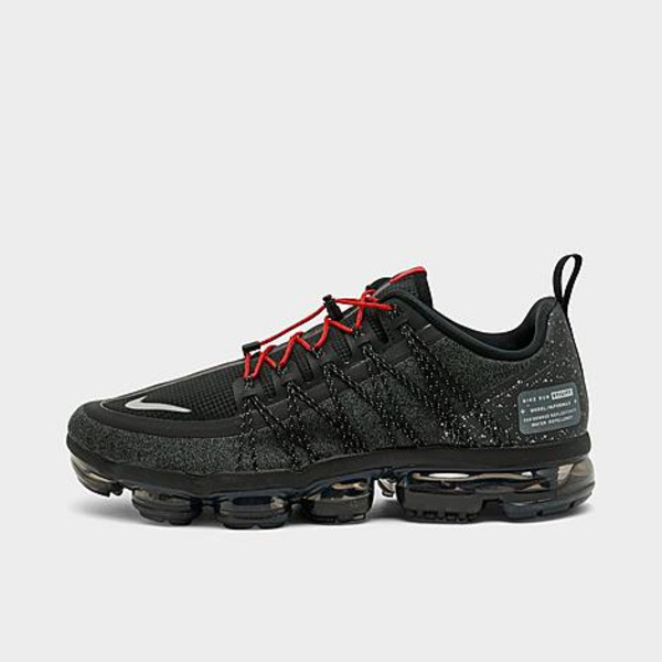 Nike Men's Air VaporMax Run Utility Running Shoes, Size 9 - Black/Reflective Silver/Anthracite/Habanero Red