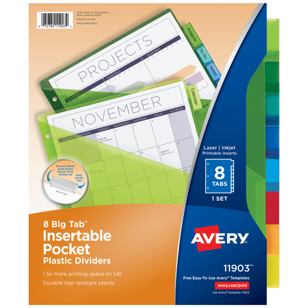Avery Plastic Dividers, Insertable Pocket
