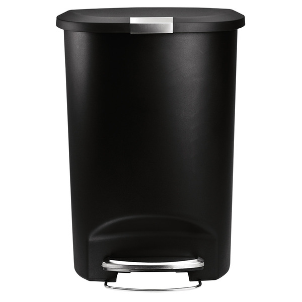 simplehuman Black Plastic Semi-Round Step Trash Can