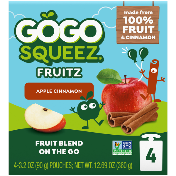 GoGo Squeez No Sugar Added Apple Cinnamon Applesauce and Fruit